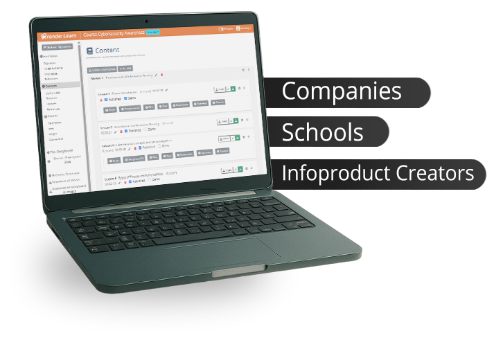 RenderLearn Platform - For Companies, Schools, and Infoproduct Creators